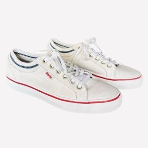 Keds Jump Kick Rib Knit Sneakers White with Red Women’s Size 7